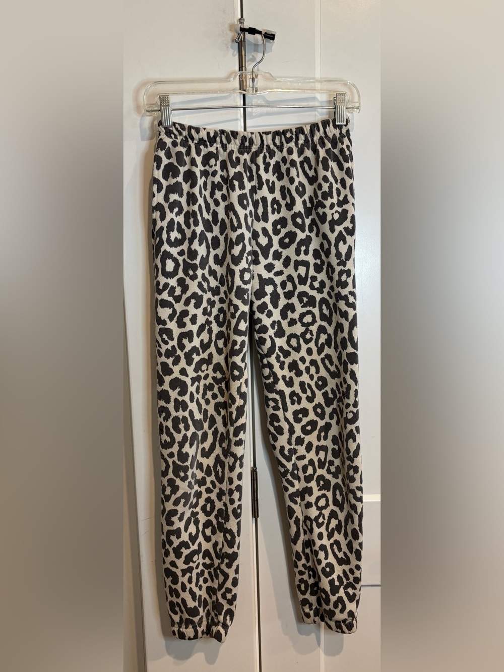 Grayson Threads Gray & Cream Leopard Sweatpants. Size S